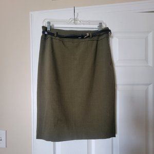 Hunter Green Pencil Skirt with Belt - Black Label by Evan Picone  - Size 4